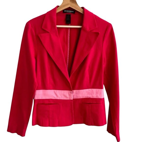 Bisou Bisou Womens Y2K Pink Blazer Size 12 Career Office Siren Legally Blond 90s - Picture 1 of 13